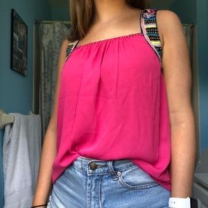 Pink Chiffon Top With Beaded Straps